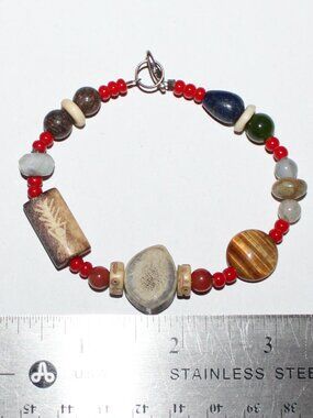Artisan Southwestern Antler & Gemstone Beaded Bracelet - 8.5” Unisex